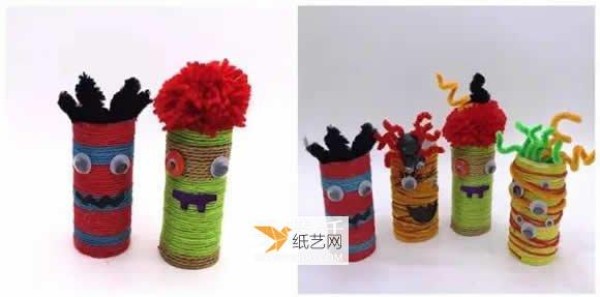 How to make little Halloween monsters using paper rolls