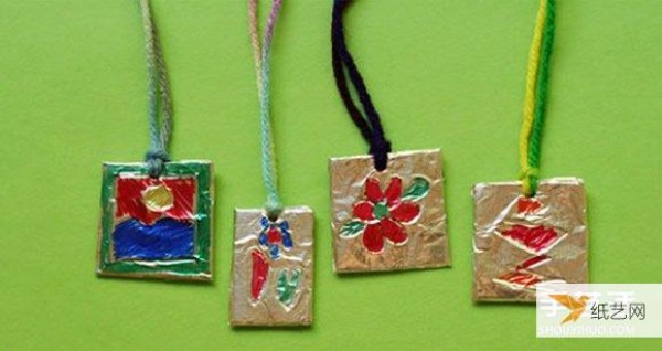 Tutorial on how to make simple childrens necklace charms using tin foil