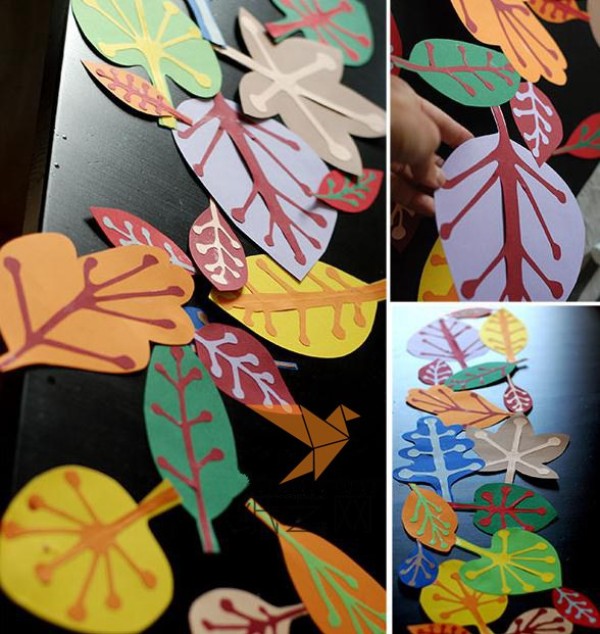 Childrens handicraft tutorial on autumn leaves themed handicrafts