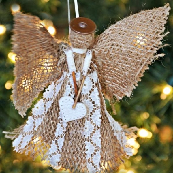 Tutorial on Christmas decoration little angel made of linen