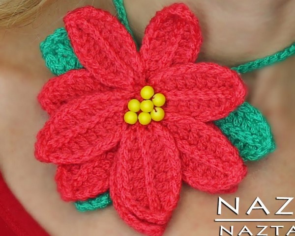 Christmas Crochet Poinsettia Handmade Flower Making Tutorial