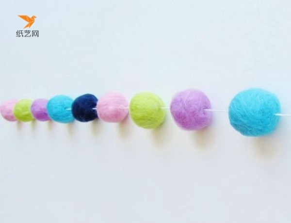 Colorful wool felt balls party decoration making tutorial