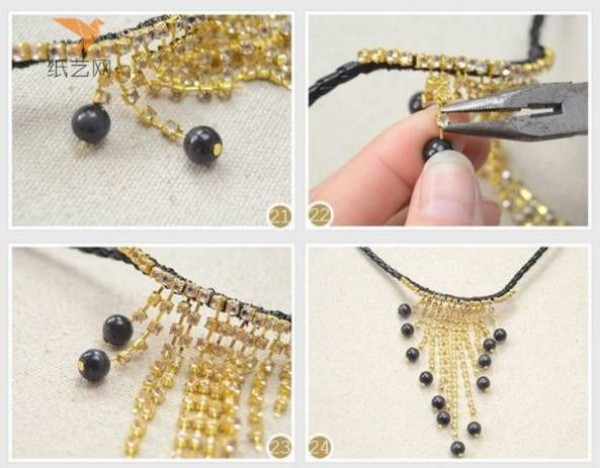 Beading Tutorial Retro and Elegant Beaded Braided Leather Rope Decoration Necklace Making Tutorial