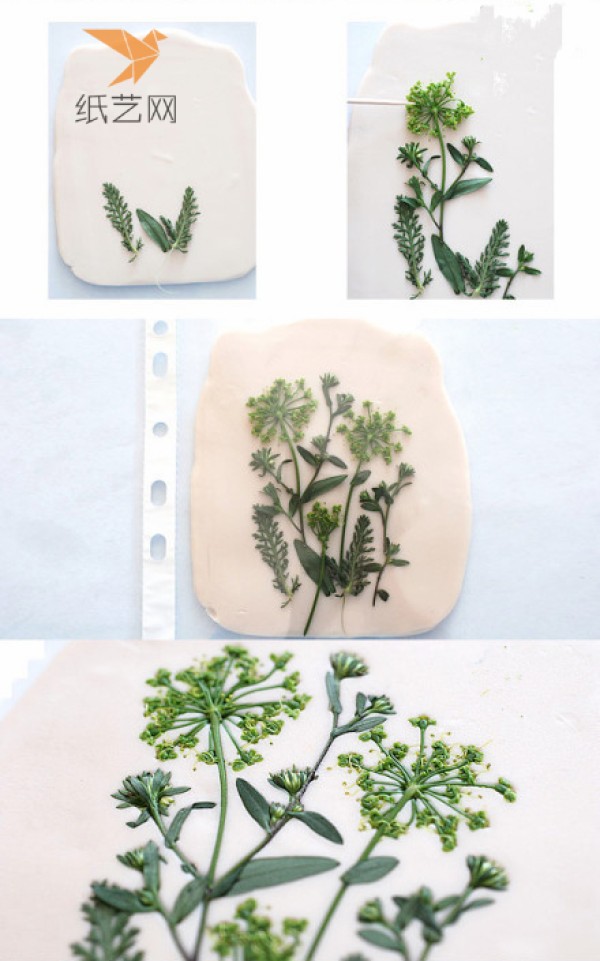 Tutorial on making soft clay embossed flower and plant pattern necklace pendant pottery