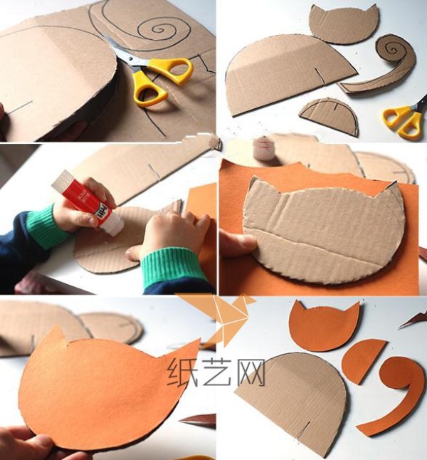 Use cardboard waste to make cute kittens, children’s handicrafts