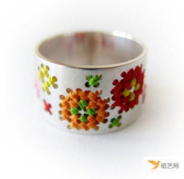 Picture of handmade wire wound metal ring, it looks like it is embroidered!