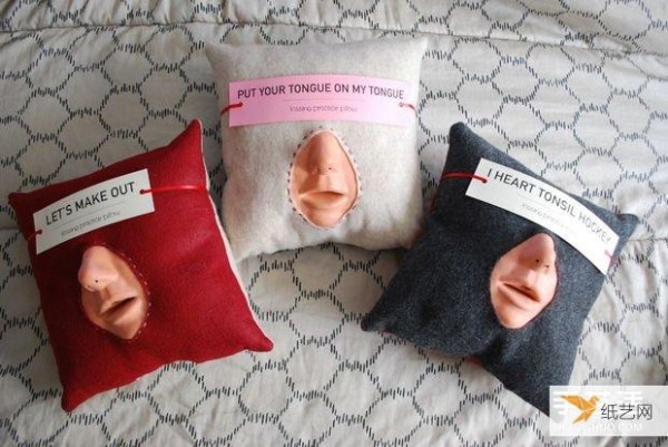 No Valentine for Valentine’s Day? Why not make your own tongue kiss pillow?