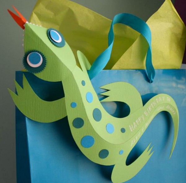 Childrens Day three-dimensional paper carving lizard hand-making illustrated tutorial [with lizard paper carving template]