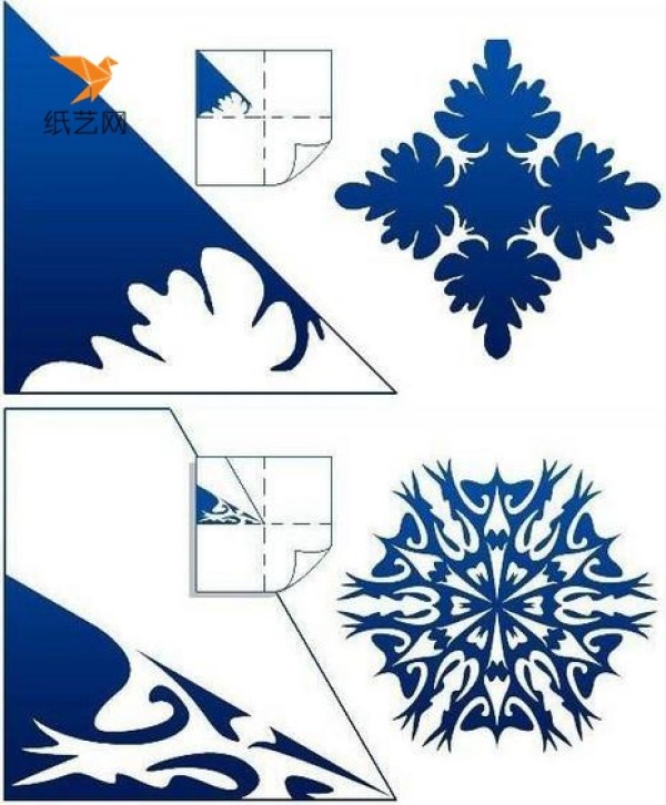 Illustration of making paper-cut snowflakes for dreamy paper-cut snowflake pendants