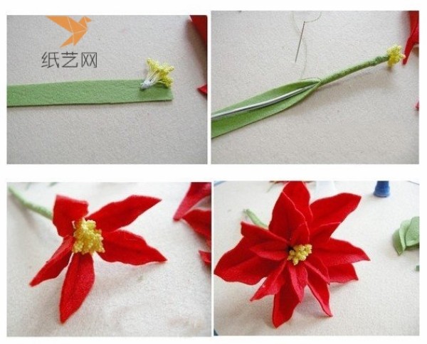 Non-woven fabric tutorial Stunning non-woven poinsettia making tutorial illustration