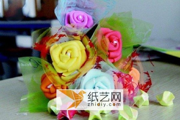 Exquisite Colored Plastic Sponge DIY Rose Valentine’s Day Gift Tutorial