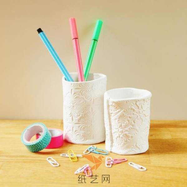 Beautiful ultra-light clay pen holder making tutorial