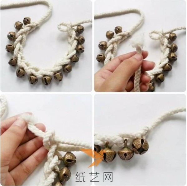 Tutorial on how to knit a cute bracelet with bells