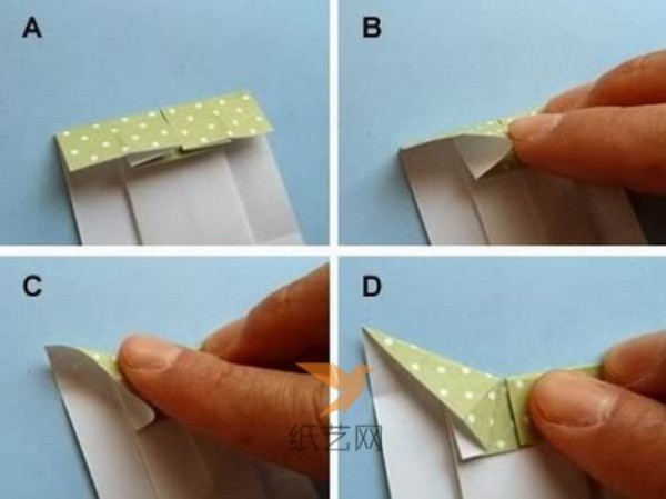 Illustrated tutorial on how to fold an origami skirt on a handmade greeting card