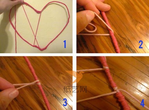 Use old clothes hangers to create beautiful knitted heart-shaped decorations