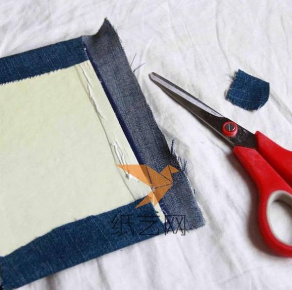 DIY tutorial on using old jeans to make textured book covers