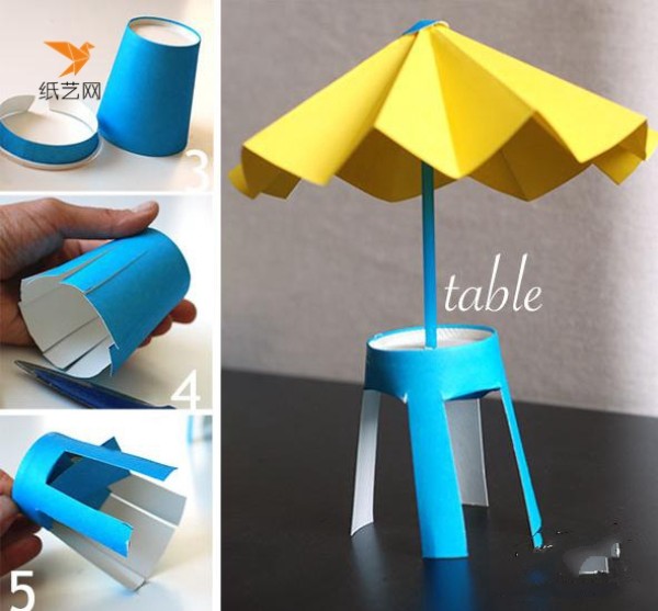 Childrens handicraft tutorial on making cute little dining table from waste paper cups