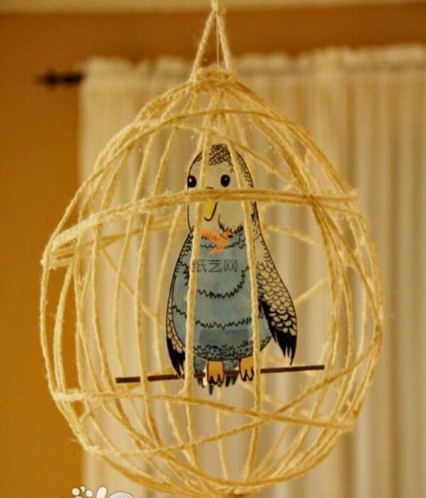 Paper art caged bird handmade tutorial for children