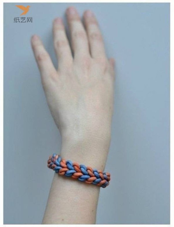 Knitting tutorial Red and blue braided rope knitted bracelet making tutorial