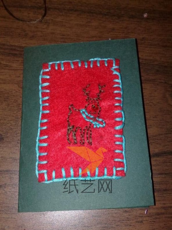 DIY elk Christmas card made from non-woven fabric