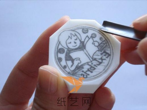 Beautiful little girl reading rubber stamp making tutorial