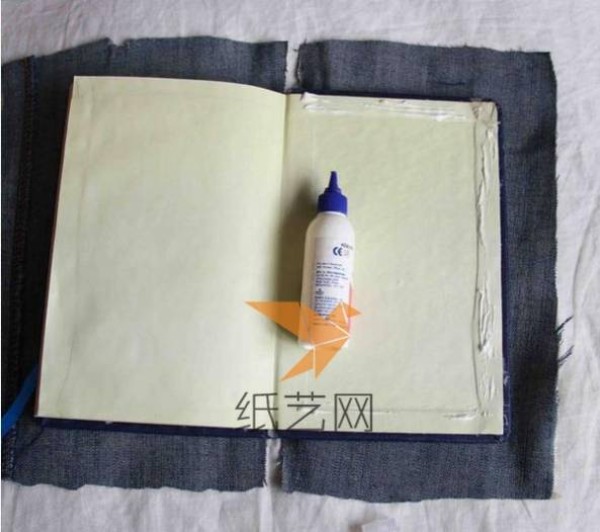 DIY tutorial on using old jeans to make textured book covers