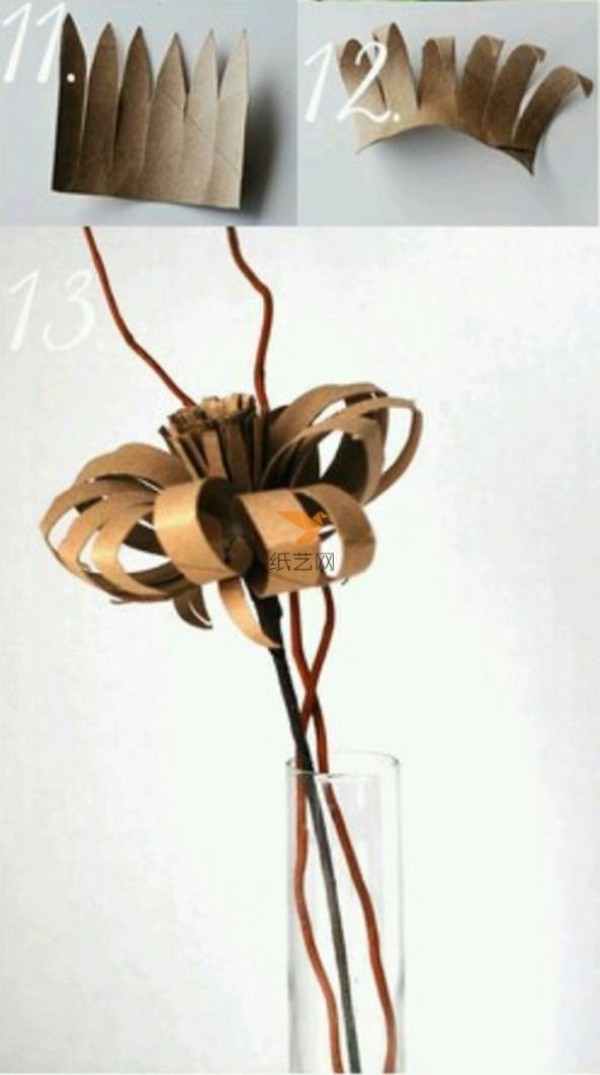 Tutorial on turning waste into treasure using artistic flower arrangements made from waste paper tubes