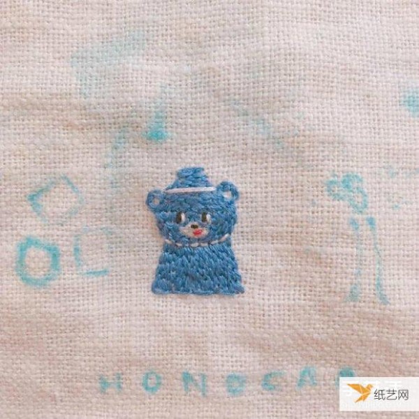 Healing cat embroidery pictures, simple lines make people feel warm