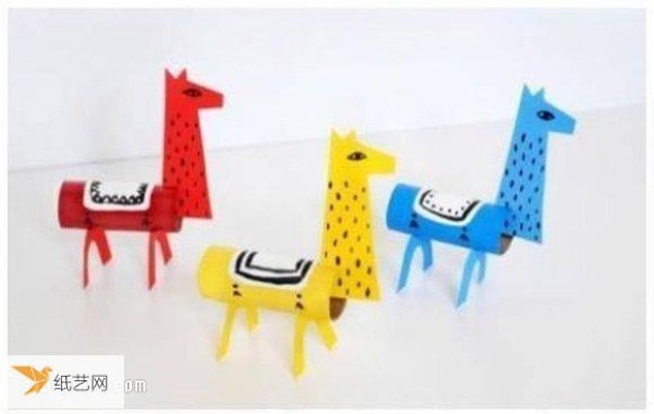 Childrens toy camel horse handmade using toilet paper roll cardboard