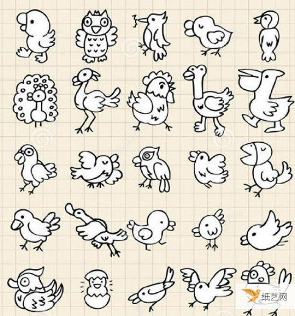 Very cute animal simple drawing handbook material pictures, all available in black and white and color