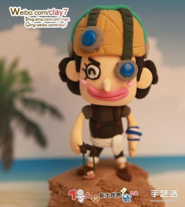 Pictures of clay works of all members of the Straw Hat Pirates from One Piece cartoon