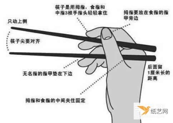 Share an illustrated tutorial on the correct way to hold chopsticks.