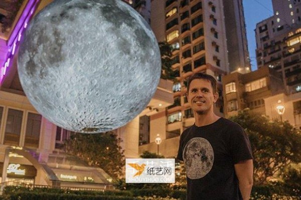 Full experience of the giant moon installation art work