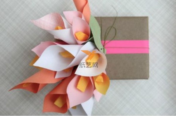 Paper art calla lily packaging decorative bouquet making tutorial