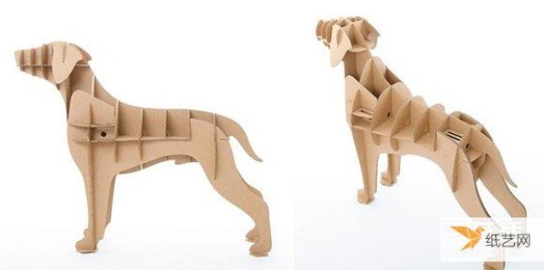 Illustrated tutorial for making a personalized corrugated paper storage rack using dog cardboard