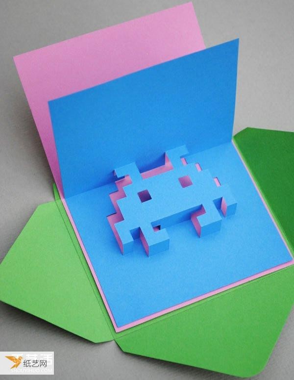 Step-by-step drawings of how to make brain-burning eight-bit three-dimensional cards by yourself