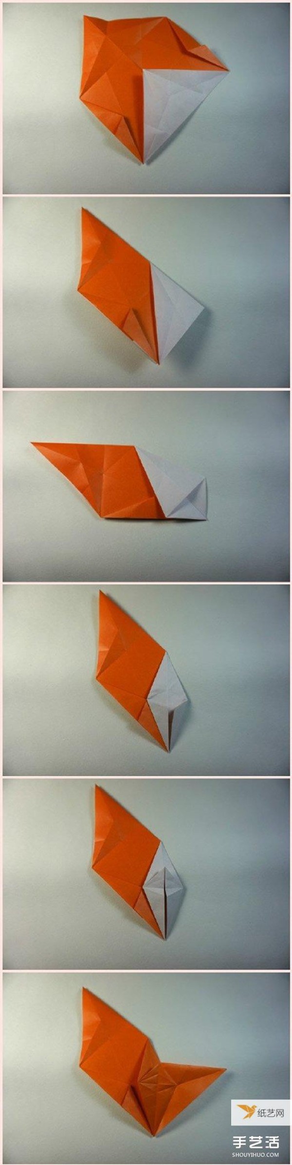 Illustrated tutorial on how to fold a squatting three-dimensional origami monkey