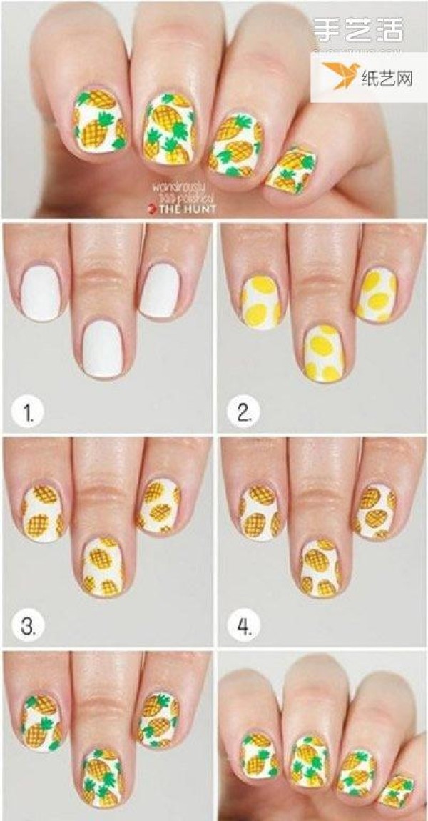 Pictures of nine simple manicure tutorial steps for making various styles