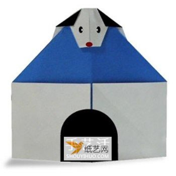 Use origami to fold a simple and cute dog house