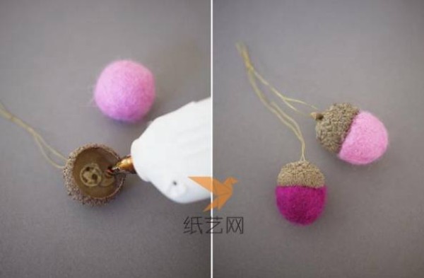 Tutorial on how to make an adorable wool felt acorn Christmas tree decoration