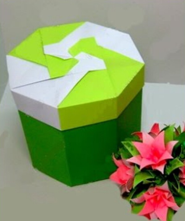 Hexagonal origami gift box handmade origami video tutorial | How to fold a hexagonal storage box