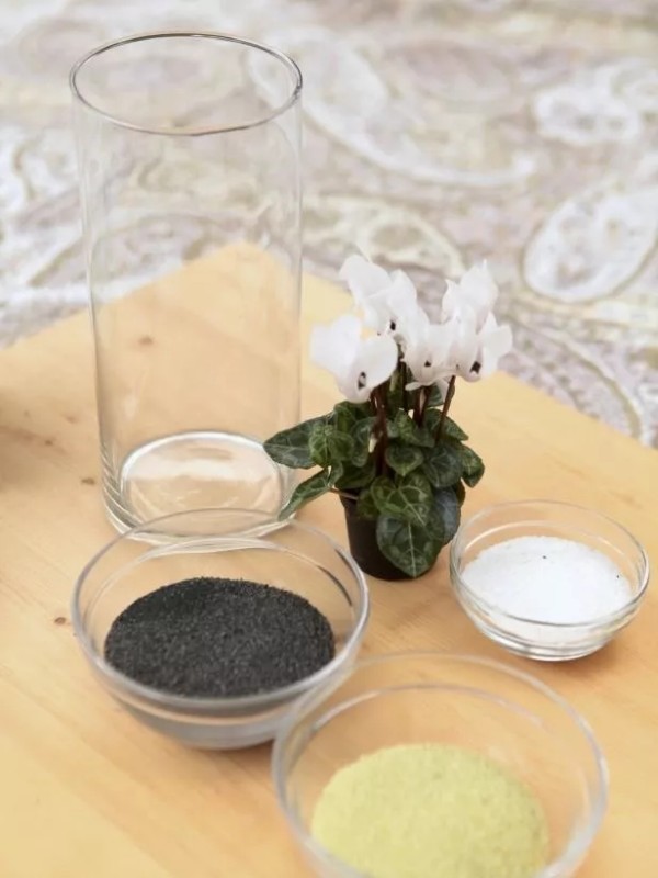 Wine glass makeover! Illustrated tutorial on the beautiful quicksand bottle with small green plants