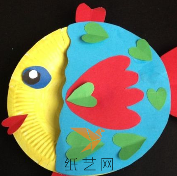 Parent-child handmade paper dinner plate colorful fish tutorial