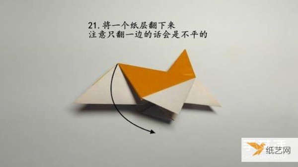 Illustration of the steps for folding a paper piranha by hand using origami