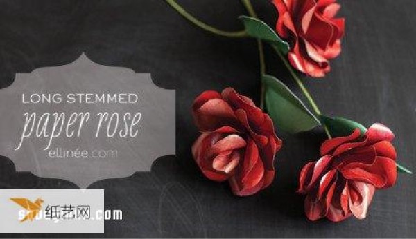 How to make paper-cut red roses with detailed illustrated steps