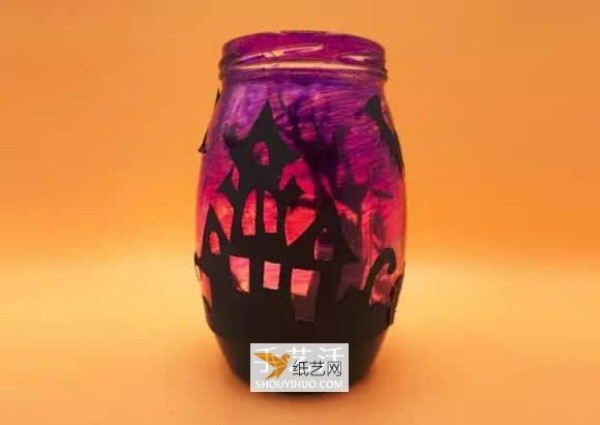 Halloween glass lantern handmade tutorial in the shape of a scary castle