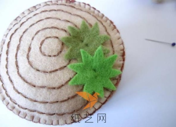 Cute non-woven tree stump needle insertion tutorial