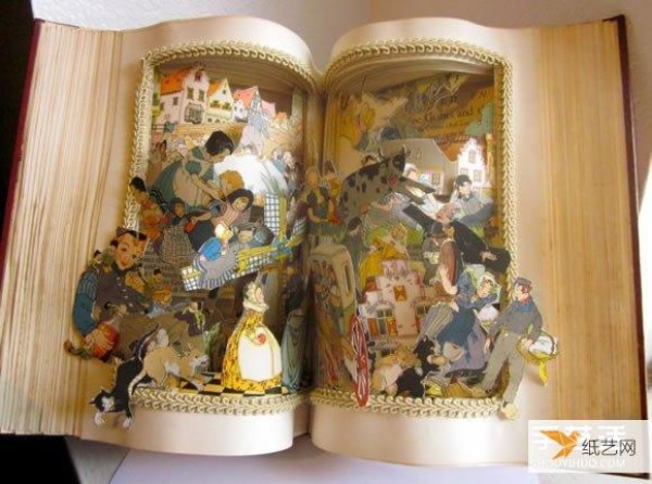 Three-dimensional sculptures on classic books full of artistic colors