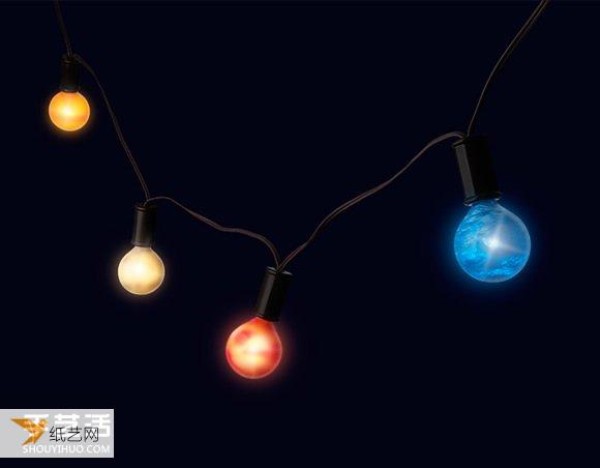 Sitting in the beautiful solar system, the light bulb string design emits the luster of the planet.