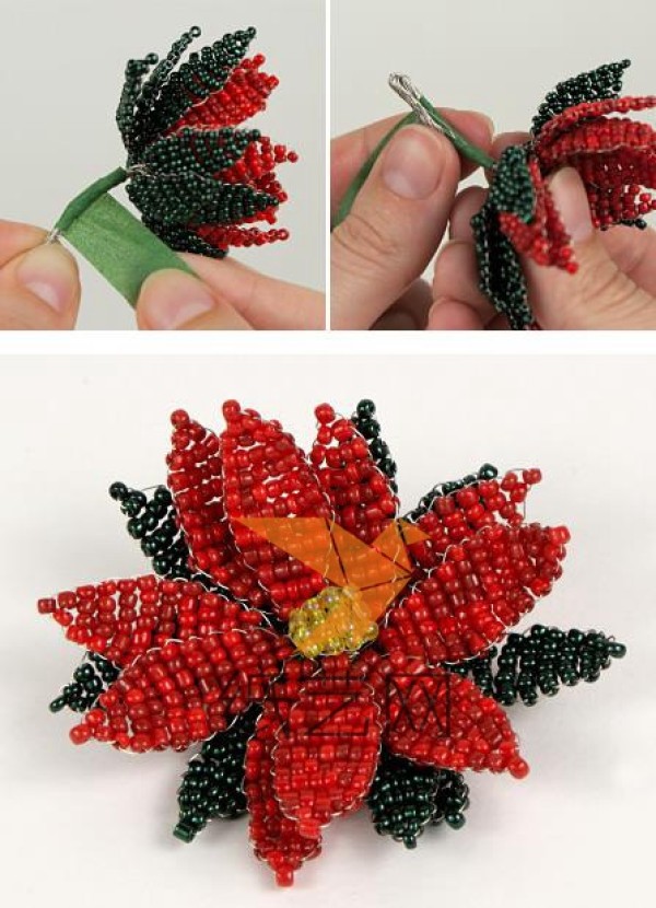 Beautiful Beaded Poinsettia Christmas Flower Christmas Gift Making Tutorial